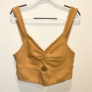 Golden tan Knotted Crop Top Tank